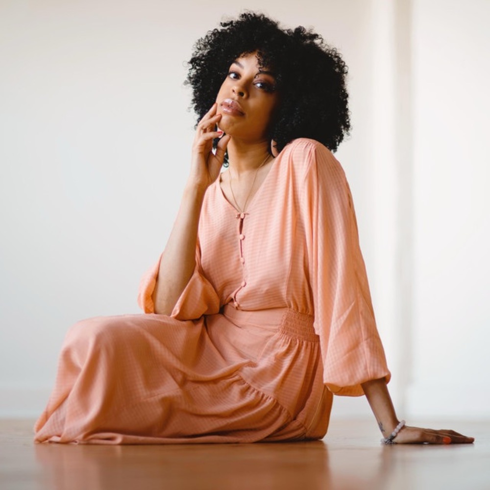 Prologue Apricot V-Neck Dress